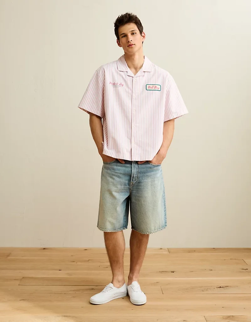 AE Pride Relaxed Fit Oxford Camp Collar Button-Up Shirt