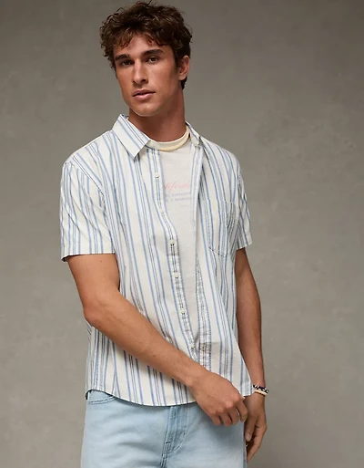 Chemise boutonnée de coupe ajustée en popeline AE