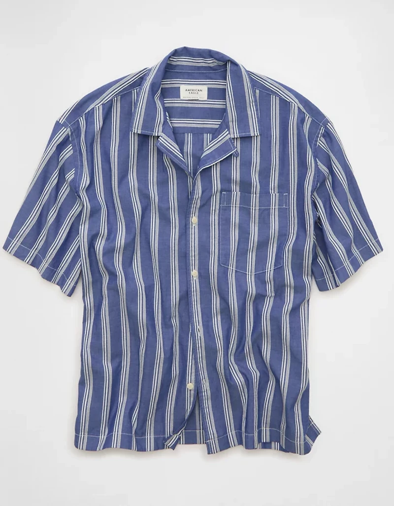 AE Relaxed Camp Collar Button-Up Shirt