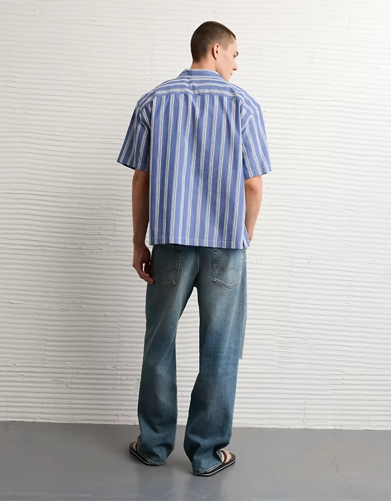 AE Relaxed Camp Collar Button-Up Shirt