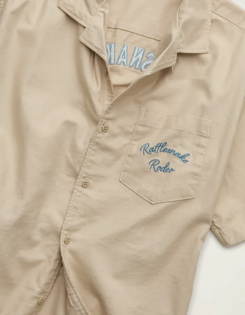 AE Relaxed Fit Camp Collar Button-Up Shirt