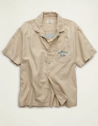 AE Relaxed Fit Camp Collar Button-Up Shirt