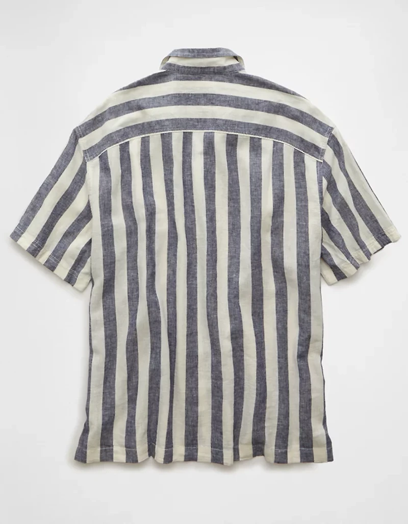 AE Poolside Linen-Blend Striped Button-Up Shirt