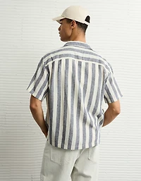 AE Poolside Linen-Blend Striped Button-Up Shirt