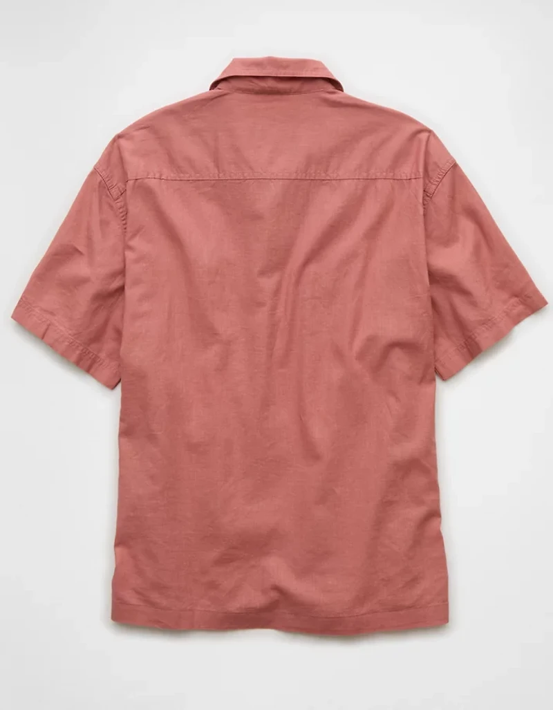 AE Poolside Linen-Blend Button-Up Shirt