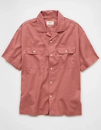 AE Poolside Linen-Blend Button-Up Shirt