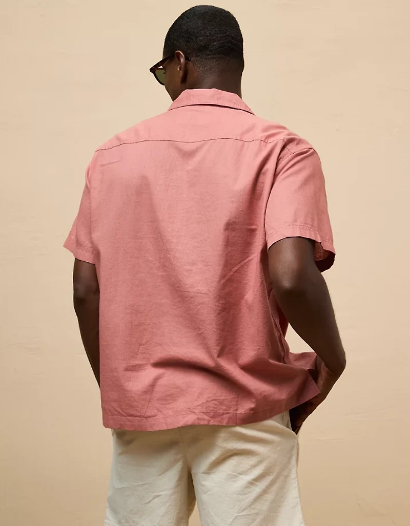 AE Poolside Linen-Blend Button-Up Shirt