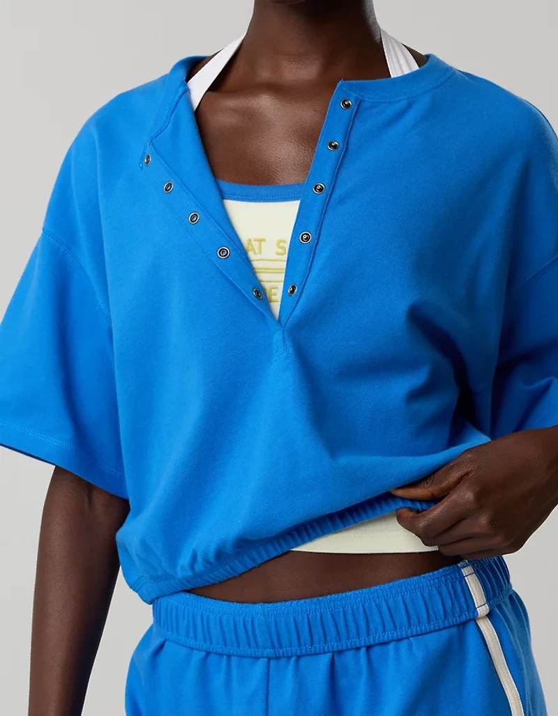 OFFLINE By Aerie Pique Henley Short Sleeve T-Shirt