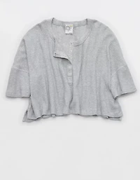 OFFLINE By Aerie Wow! Waffle Cropped Henley Short Sleeve T-Shirt