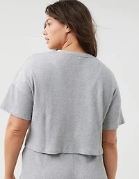 OFFLINE By Aerie Wow! Waffle Cropped Henley Short Sleeve T-Shirt