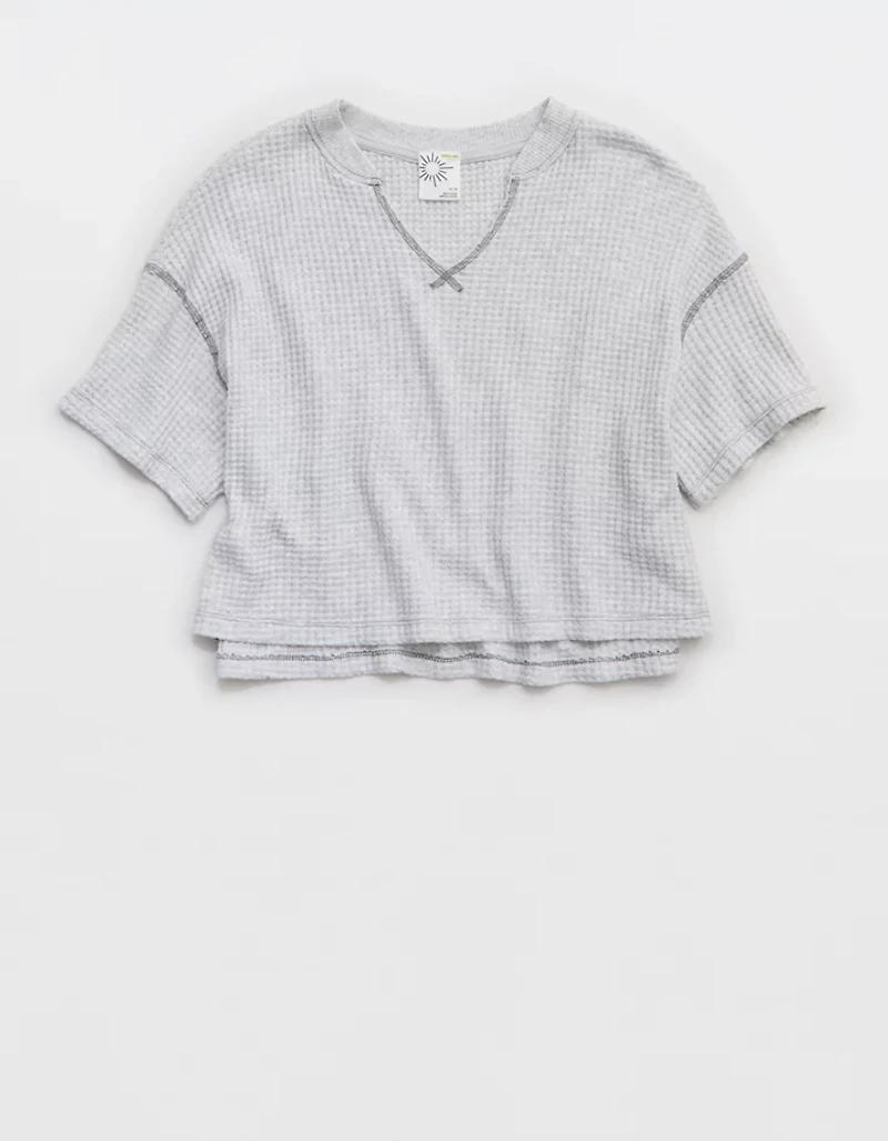 OFFLINE By Aerie Wow! Waffle Notch Neck T-Shirt