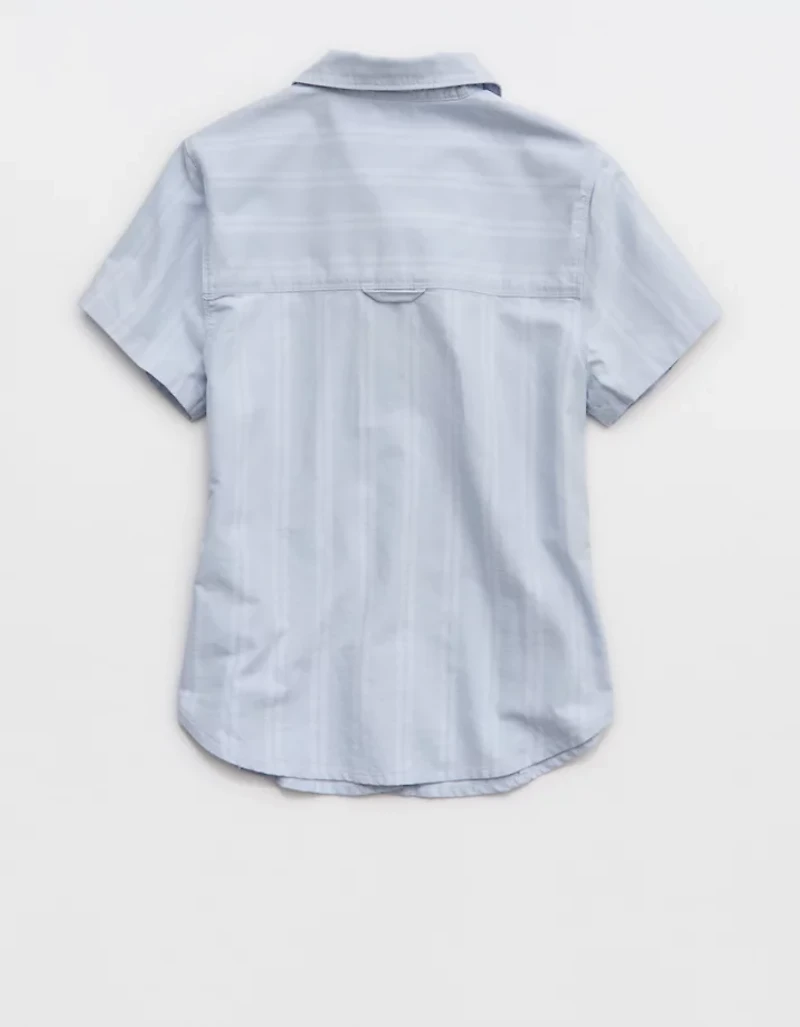 OFFLINE By Aerie Oxford Slim Short Sleeve Button Up Shirt