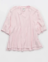 OFFLINE By Aerie Wow! Waffle Jersey V-Neck T-Shirt