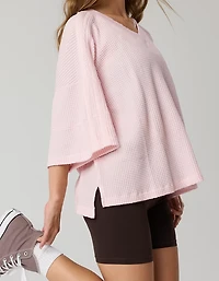 OFFLINE By Aerie Wow! Waffle Jersey V-Neck T-Shirt