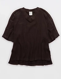 OFFLINE By Aerie Wow! Waffle Jersey V-Neck T-Shirt