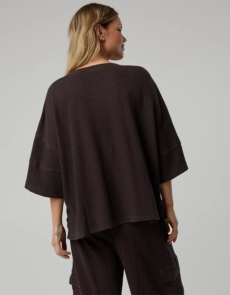 OFFLINE By Aerie Wow! Waffle Jersey V-Neck T-Shirt