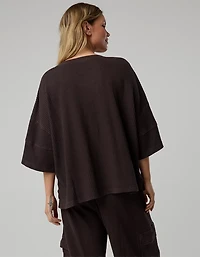 OFFLINE By Aerie Wow! Waffle Jersey V-Neck T-Shirt