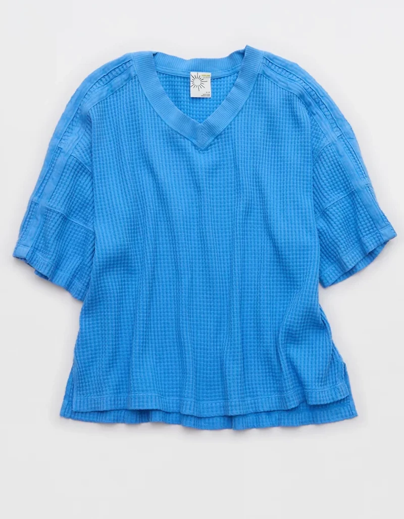 OFFLINE By Aerie Wow! Waffle Jersey V-Neck T-Shirt