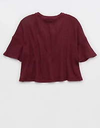 OFFLINE By Aerie Wow! Waffle V Neck Cropped Short Sleeve T-Shirt