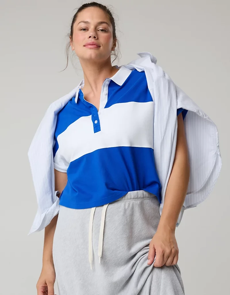 OFFLINE By Aerie Pique Rugby Polo T-Shirt