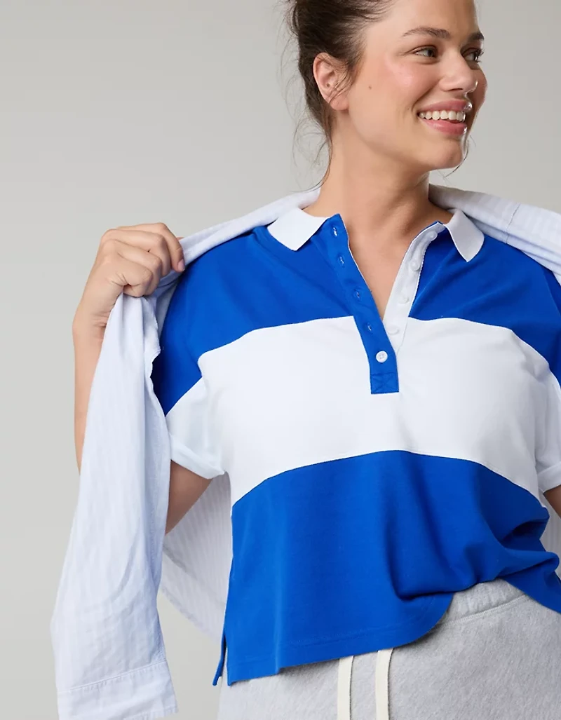 OFFLINE By Aerie Pique Rugby Polo T-Shirt