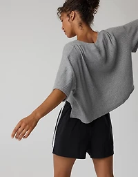 OFFLINE By Aerie Wow! Waffle V Neck Cropped Relaxed Short Sleeve T-Shirt