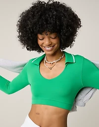 OFFLINE By Aerie Real Me Long Sleeve Polo T-Shirt