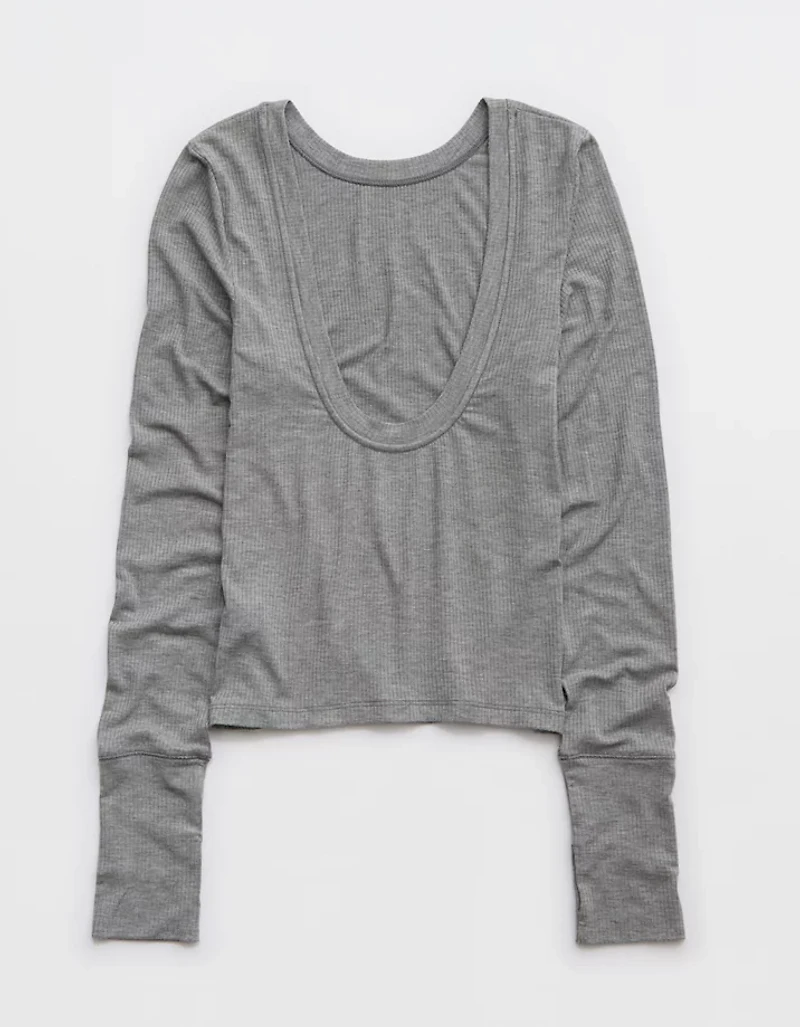 OFFLINE By Aerie Thumbs Up Ribbed Scoop Back T-Shirt