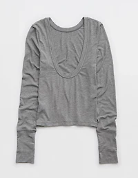 OFFLINE By Aerie Thumbs Up Ribbed Scoop Back T-Shirt