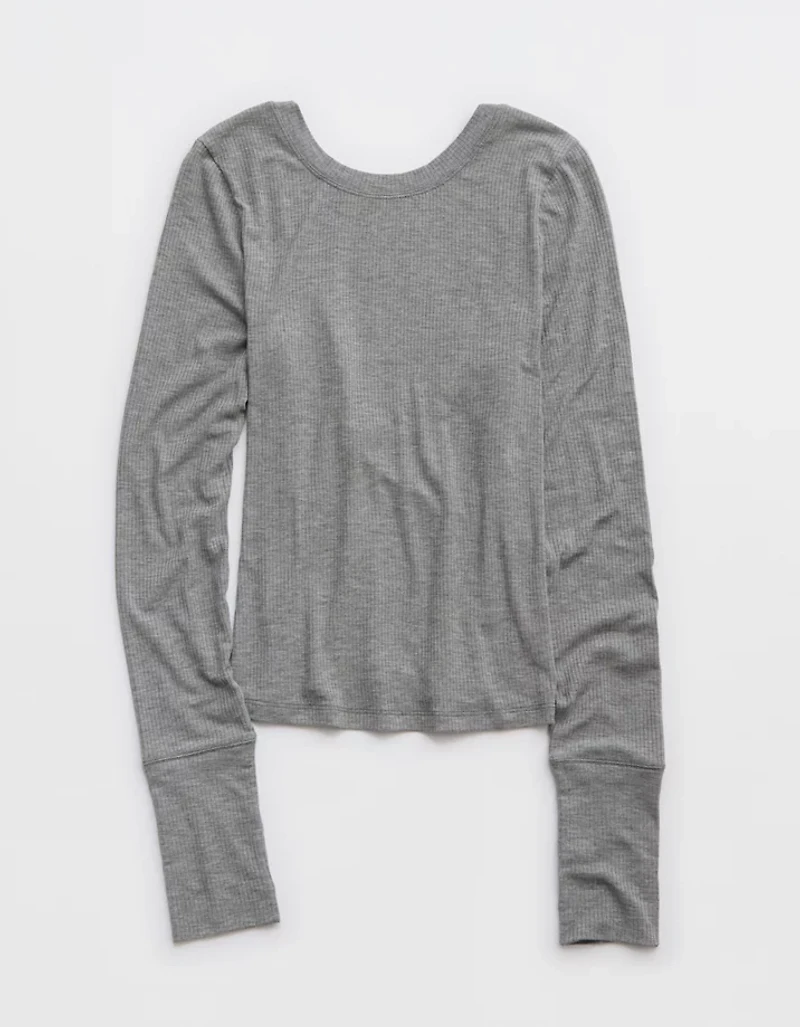 OFFLINE By Aerie Thumbs Up Ribbed Scoop Back T-Shirt