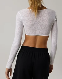 OFFLINE By Aerie Real Me Lace Long Sleeve Bra Top