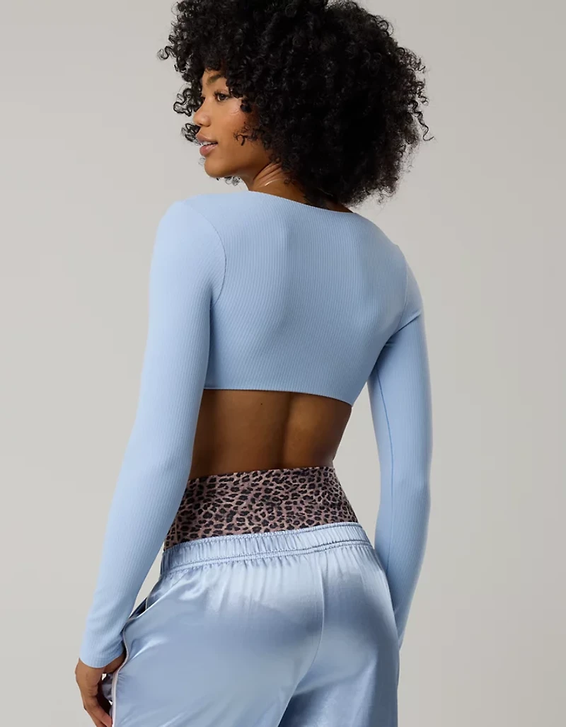 OFFLINE By Aerie Real Me XTRA Ribbed Long Sleeve Bra Top