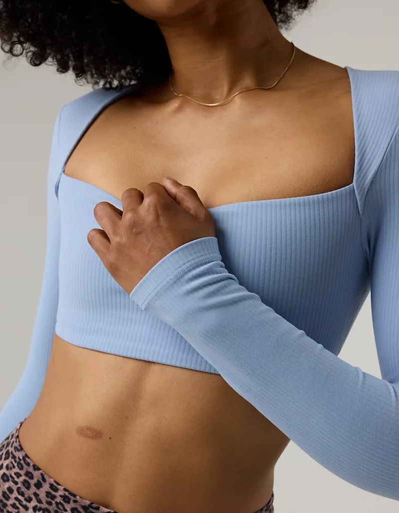 OFFLINE By Aerie Real Me XTRA Ribbed Long Sleeve Bra Top
