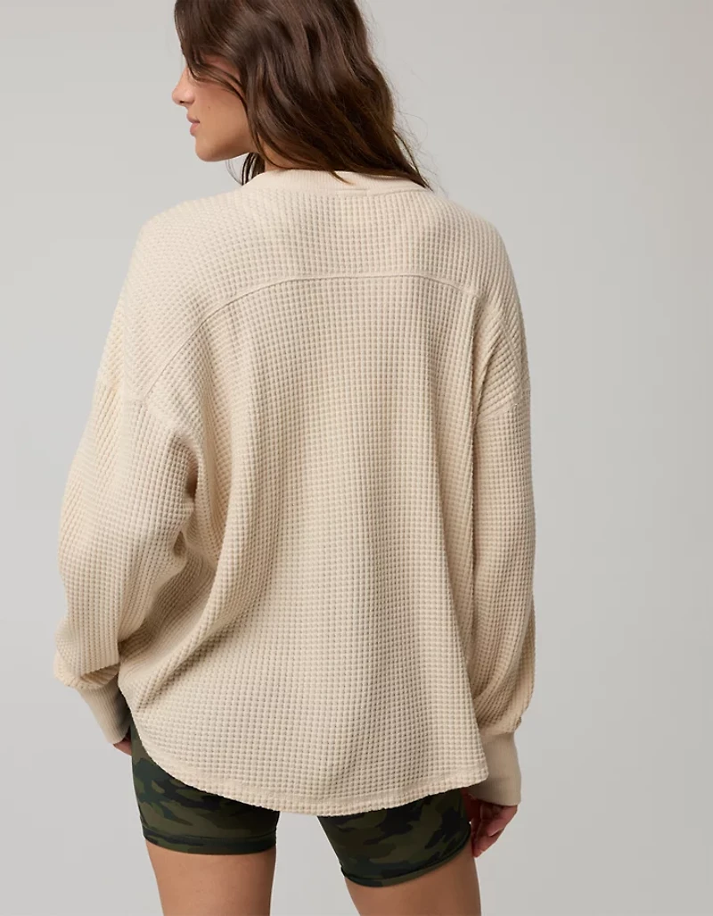 OFFLINE By Aerie Wow! Waffle Notch Neck Long Sleeve T-Shirt