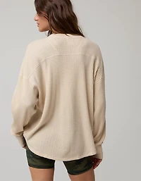 OFFLINE By Aerie Wow! Waffle Notch Neck Long Sleeve T-Shirt