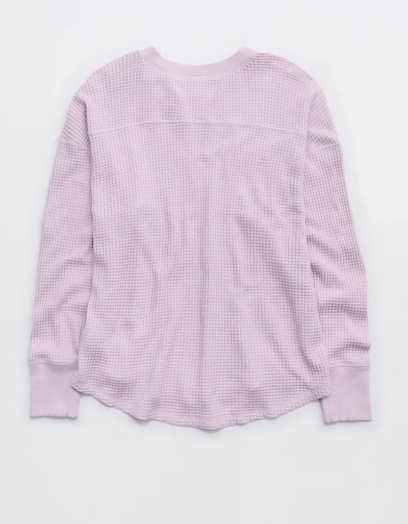 OFFLINE By Aerie Wow! Waffle Notch Neck Long Sleeve T-Shirt