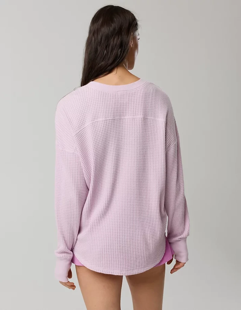 OFFLINE By Aerie Wow! Waffle Notch Neck Long Sleeve T-Shirt