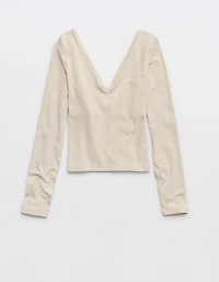 OFFLINE By Aerie Real Me XTRA Rib Open V-Neck T-Shirt