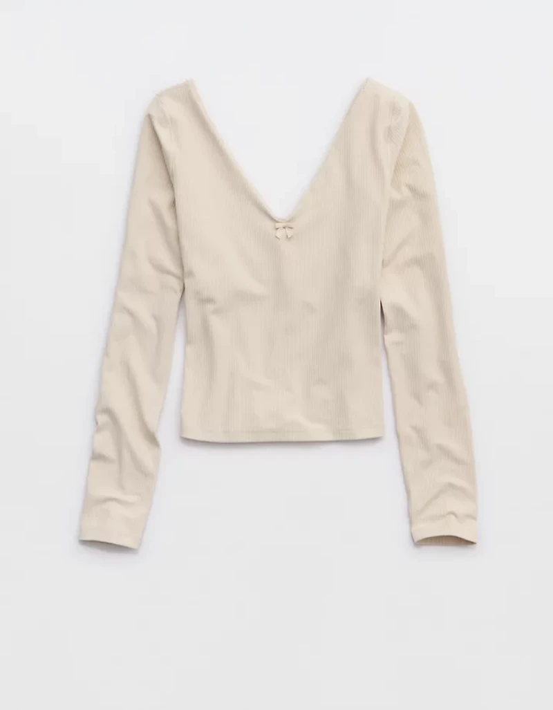 OFFLINE By Aerie Real Me XTRA Rib Open V-Neck T-Shirt