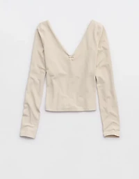 OFFLINE By Aerie Real Me XTRA Rib Open V-Neck T-Shirt