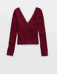 OFFLINE By Aerie Real Me XTRA Rib Open V-Neck T-Shirt