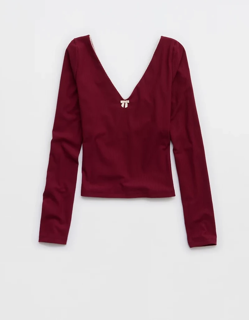 OFFLINE By Aerie Real Me XTRA Rib Open V-Neck T-Shirt