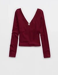 OFFLINE By Aerie Real Me XTRA Rib Open V-Neck T-Shirt