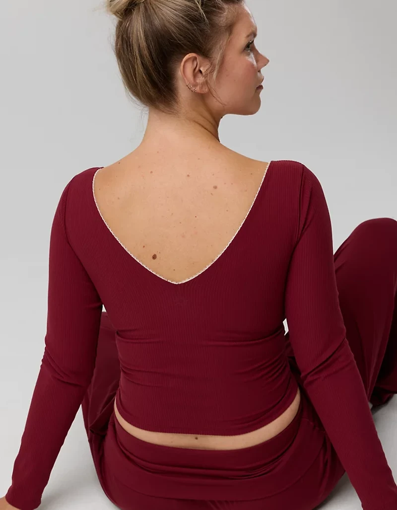 OFFLINE By Aerie Real Me XTRA Rib Open V-Neck T-Shirt