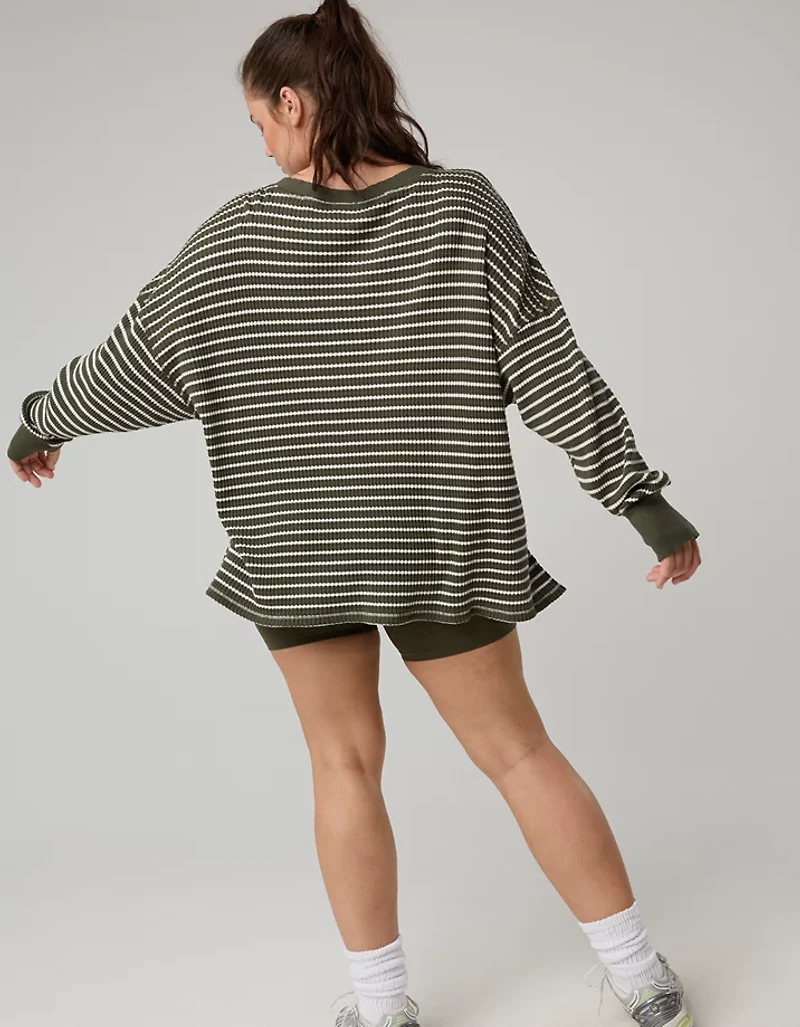 OFFLINE By Aerie Wow! Waffle Long Sleeve V Neck T-Shirt