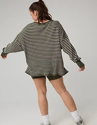OFFLINE By Aerie Wow! Waffle Long Sleeve V Neck T-Shirt