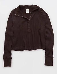 OFFLINE By Aerie Wow! Waffle Mockneck Henley Long Sleeve T-Shirt