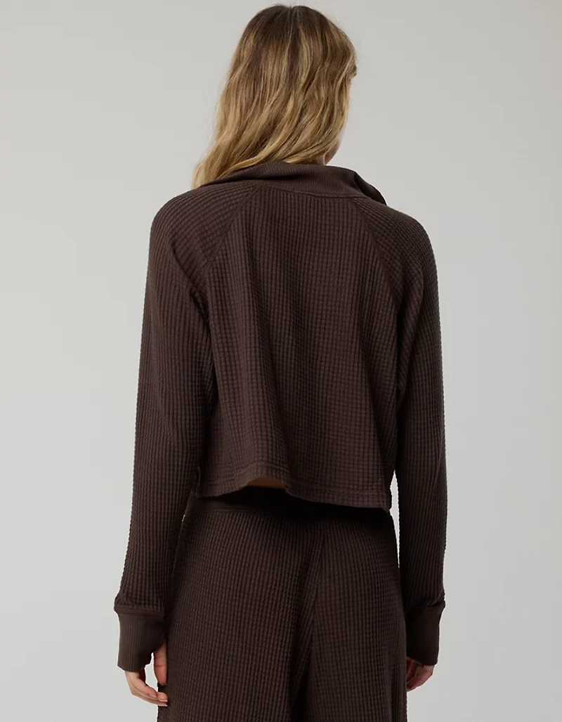 OFFLINE By Aerie Wow! Waffle Mockneck Henley Long Sleeve T-Shirt