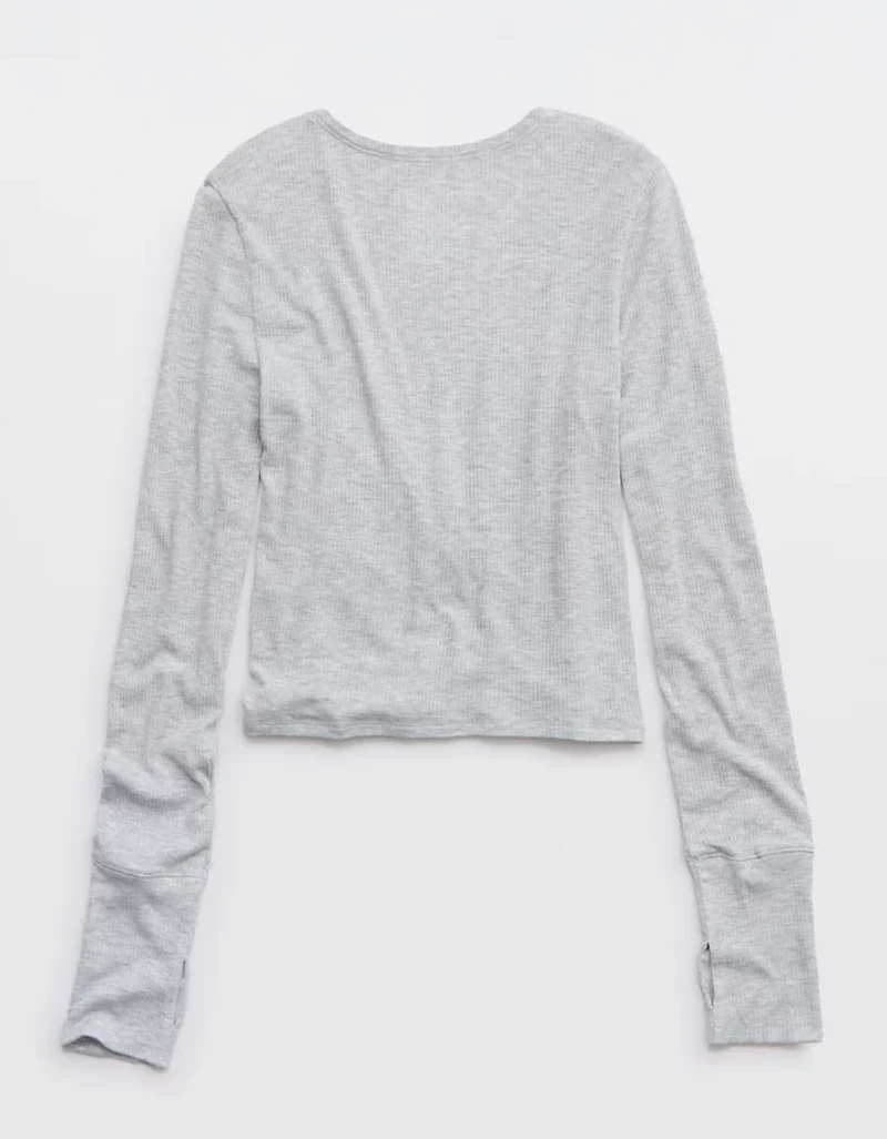 OFFLINE By Aerie Thumbs Up Ribbed Wrap Top