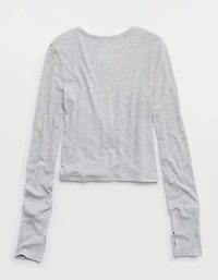 OFFLINE By Aerie Thumbs Up Ribbed Wrap Top